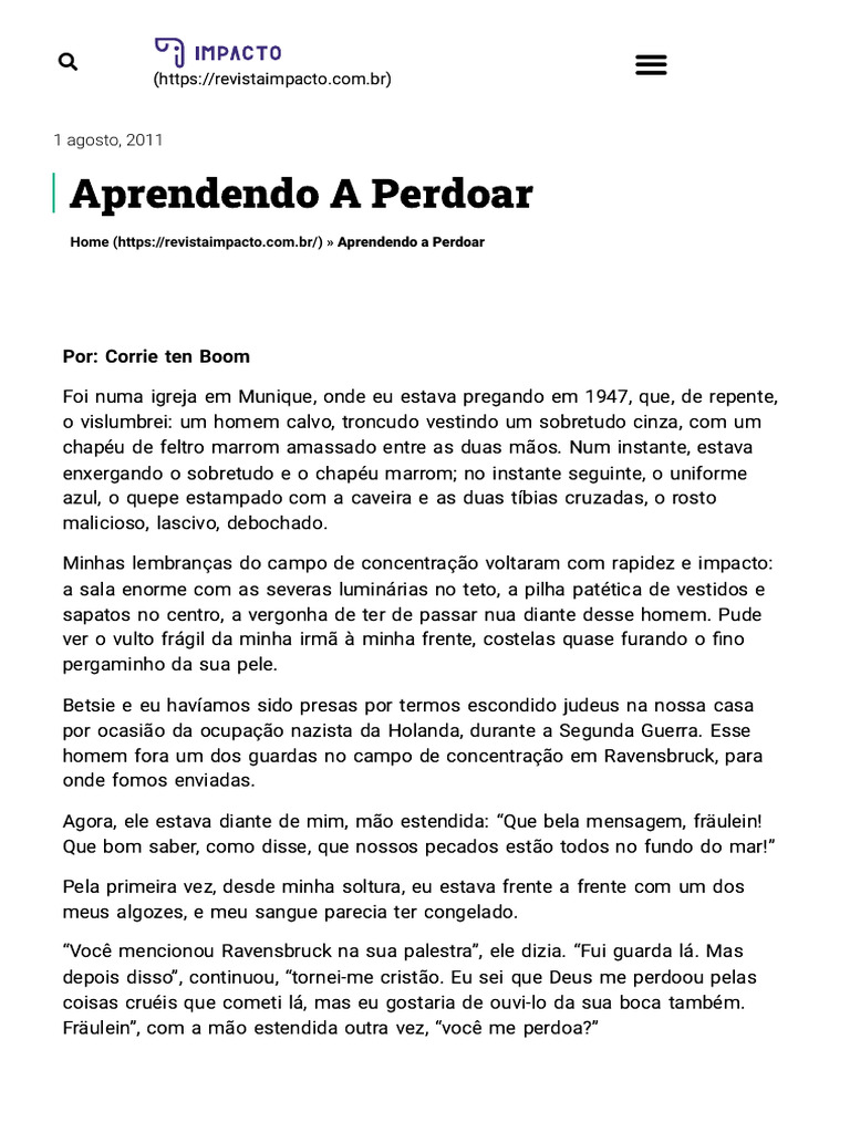 O Desafio do Perdão de Corrie ten Boom | PDF | Jesus