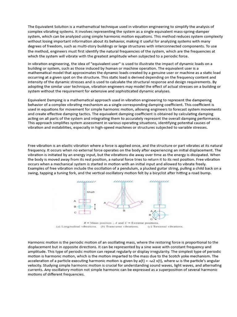 Equivalent Solutions in Vibration Engineering | PDF | Oscillation | Damping