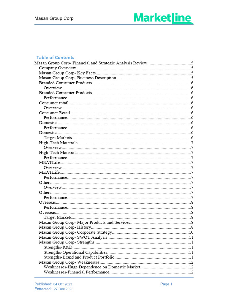 MarketLineIC - Masan Group Corp - Profile - 141123 | PDF