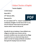 Letter TO Subject Teacher of English