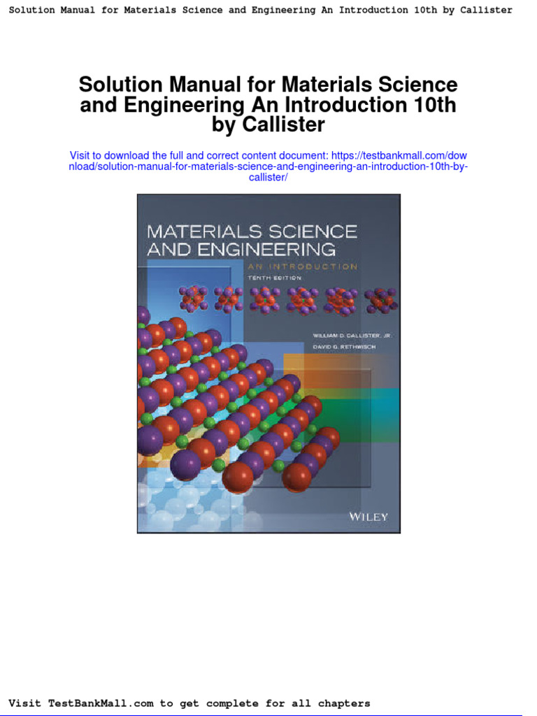 Solution Manual For Materials Science and Engineering An Introduction