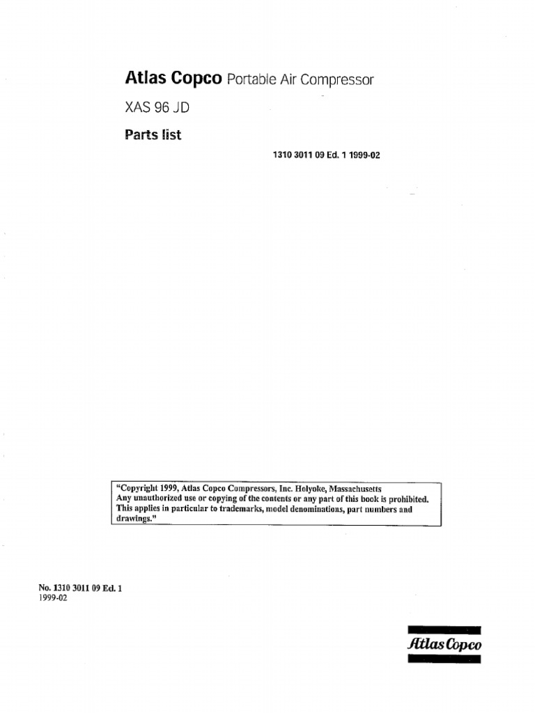 AtlasCopco XAS96 Parts List PDF