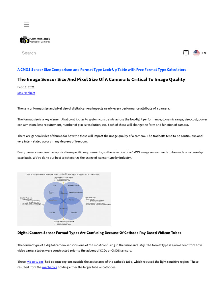 CMOS Sensor Size Comparison Guide | PDF | Digital Camera | Camera