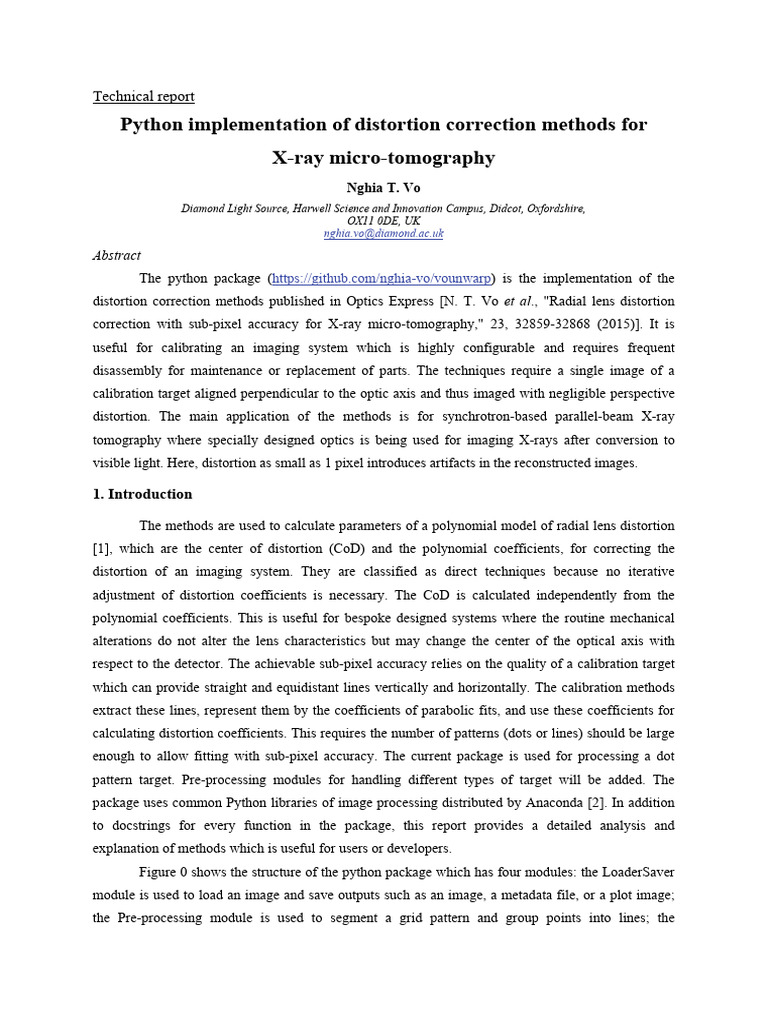 Python Lens Distortion Correction for Tomography | PDF | Optics ...
