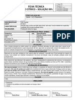 Ficha Tecnica N° 003 Acido Citrico Solucao 50