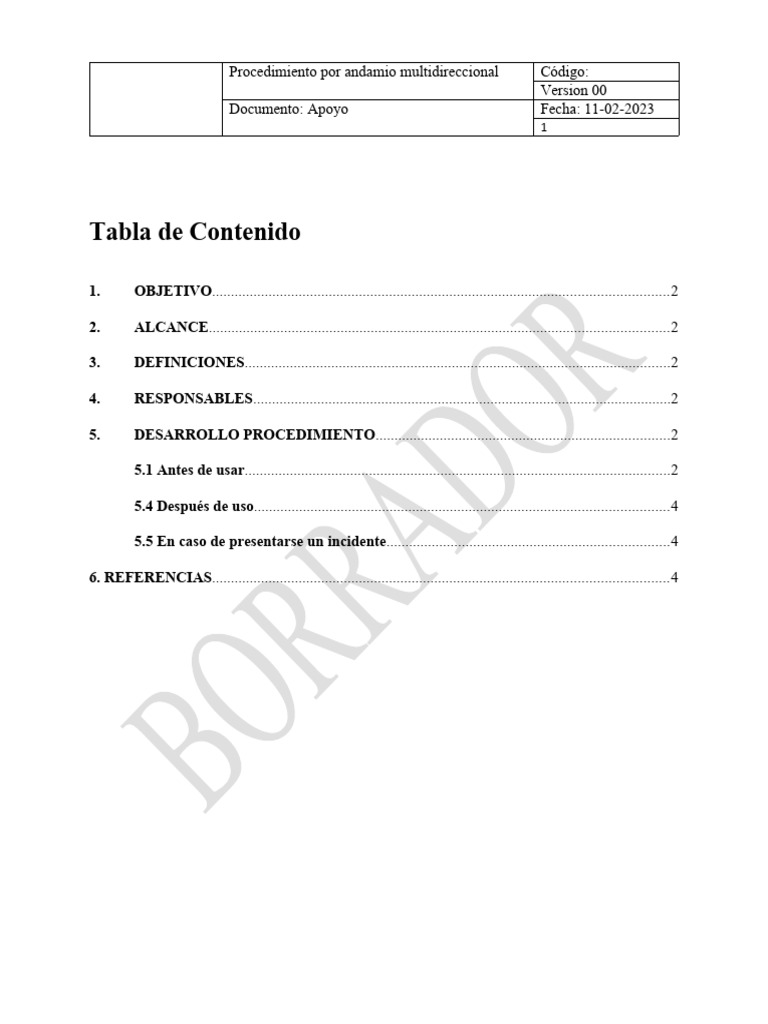 Procedimiento Andamio Multidireccional Pdf Andamio