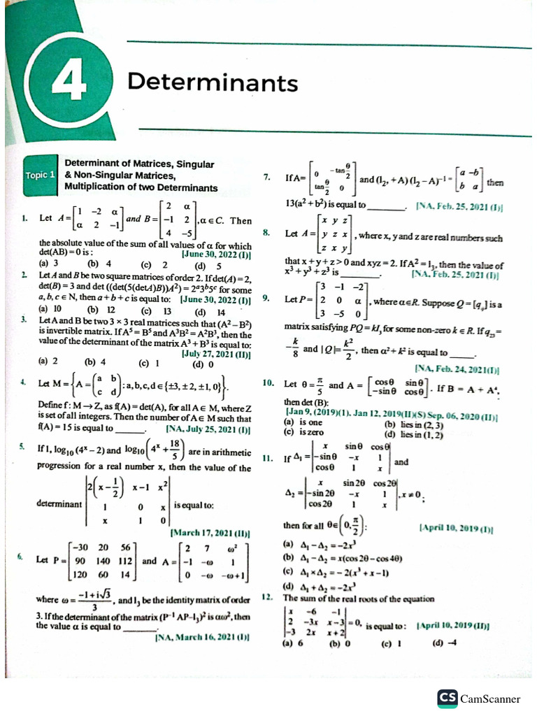 Determinants Pyq | PDF
