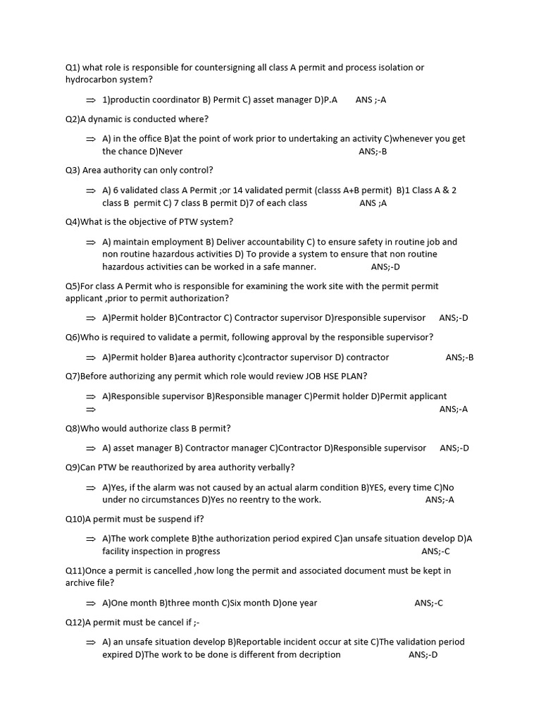 PTW System Exam Questions and Answers | PDF | Technology & Engineering