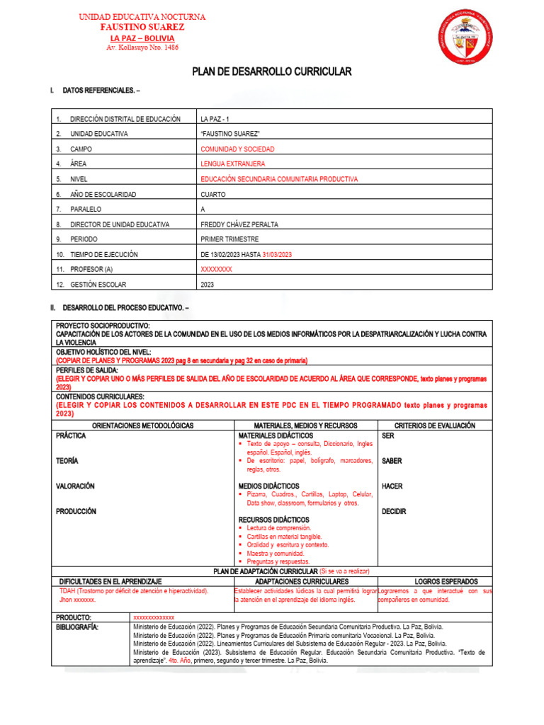 2023 02 28 Modelo PDC | PDF | Aprendizaje