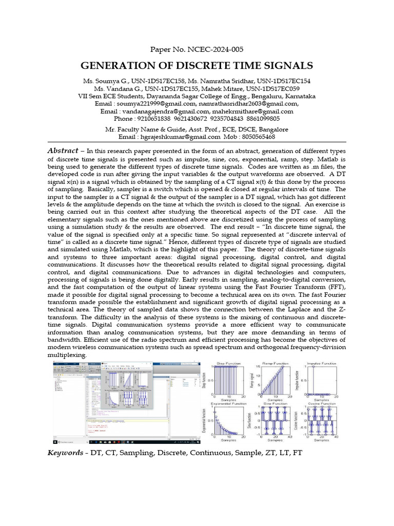 Discrete Time Signal Generation with MATLAB | PDF | Digital Signal ...