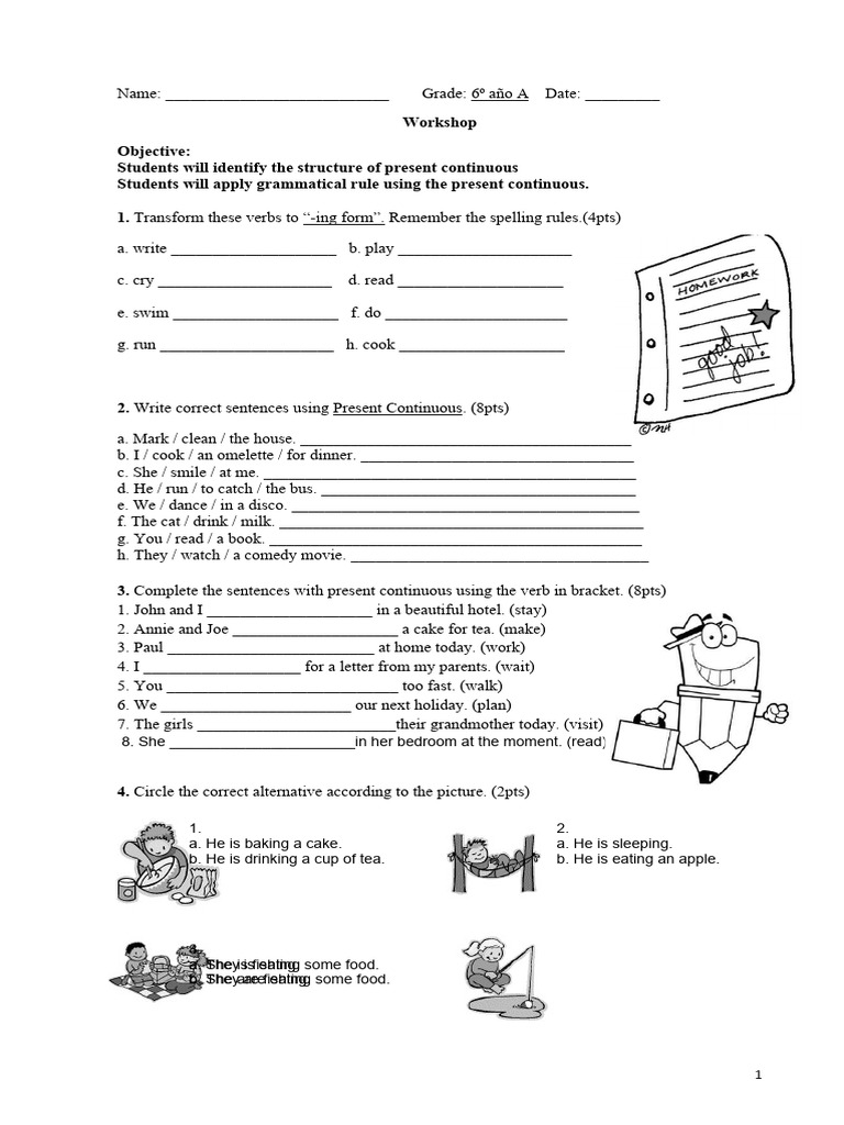 Present Continuous Grammar Workshop | PDF | Linguistic Morphology ...