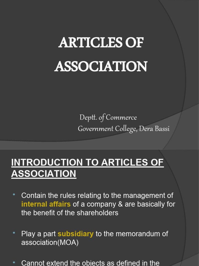 Chapter 5 - Articles of Association | PDF | Articles Of Association ...