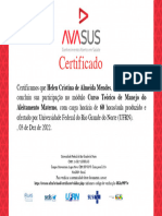 Curso Teórico de Manejo Do Aleitamento Materno - Certificado de Conclusão