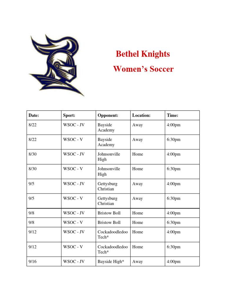 Team Schedules | PDF