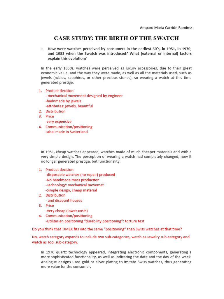 Evolution of Watch Perception: Swatch Case Study | PDF | Watch | Gemstone