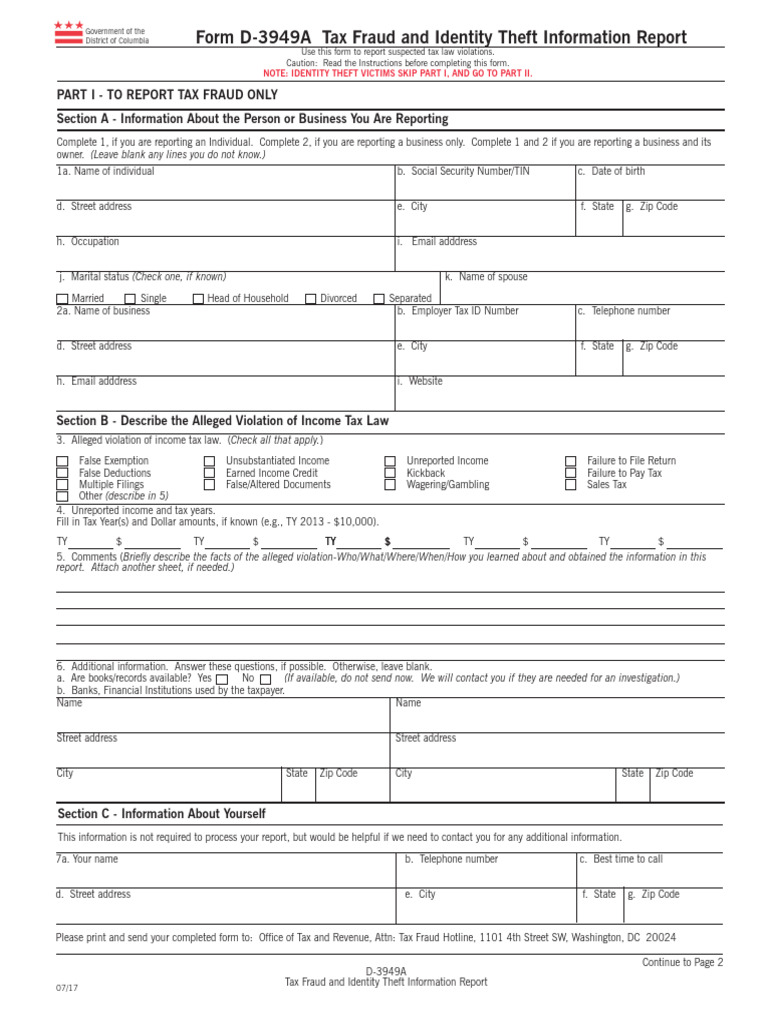 Reporting Tax Fraud and Identity Theft | PDF | Taxation In The United ...