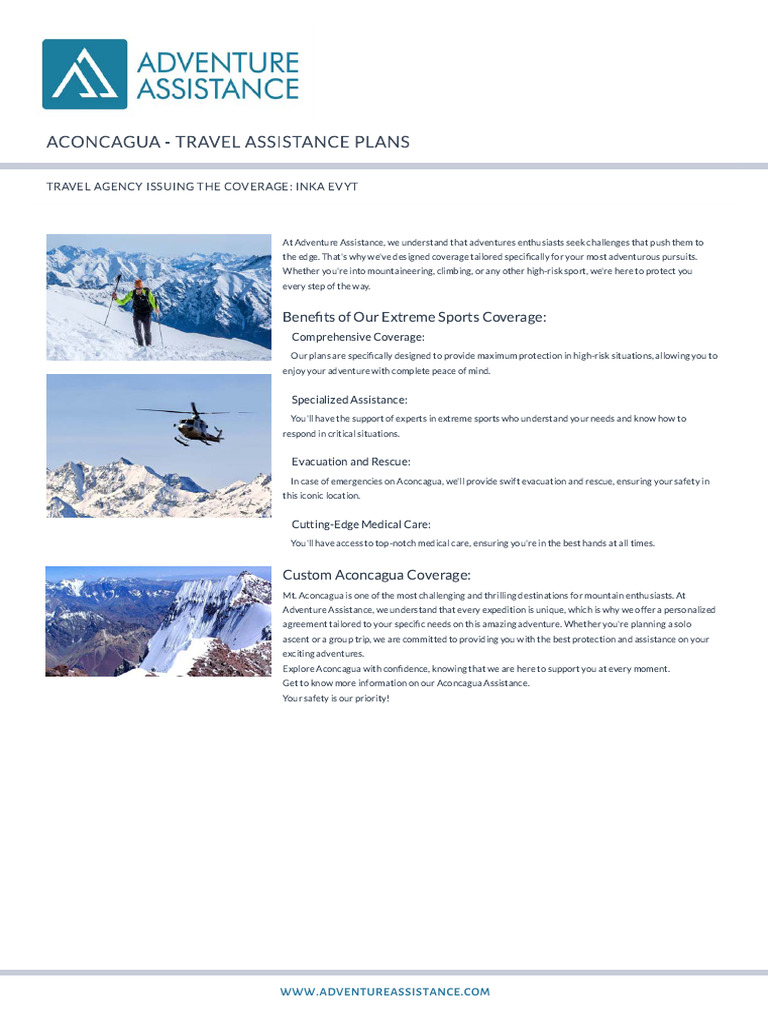 Adventure Assistance Aconcagua Plan | PDF