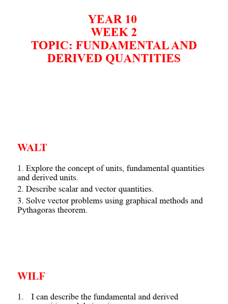 YEAR 10 Week 2 Fundamental and Derived Quantities | PDF | Euclidean ...