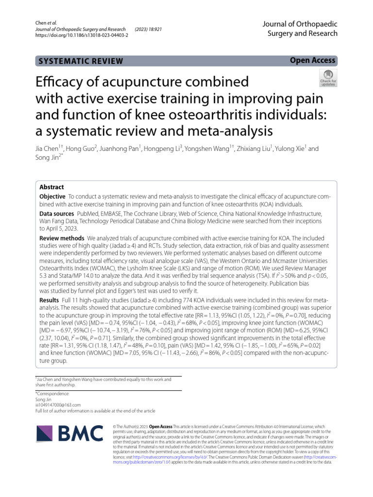 Efcacy of Acupuncture Combined | PDF | Systematic Review | Methodology