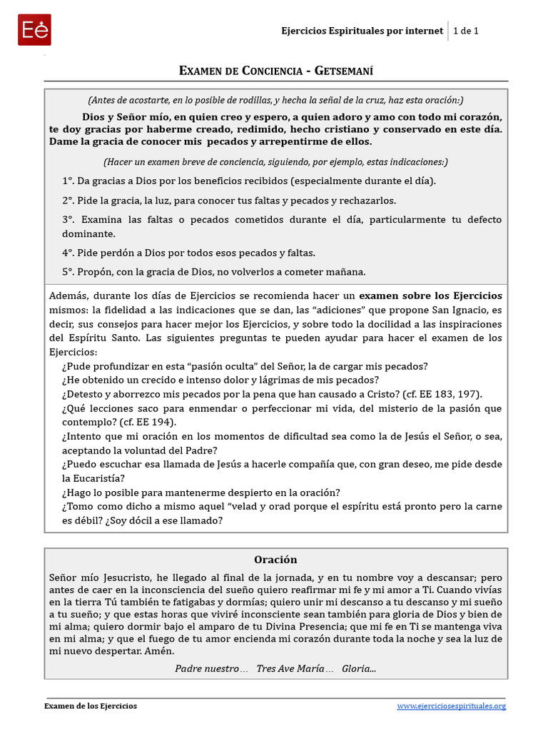 GetsemaniExamenEE PDF Oración Pecado