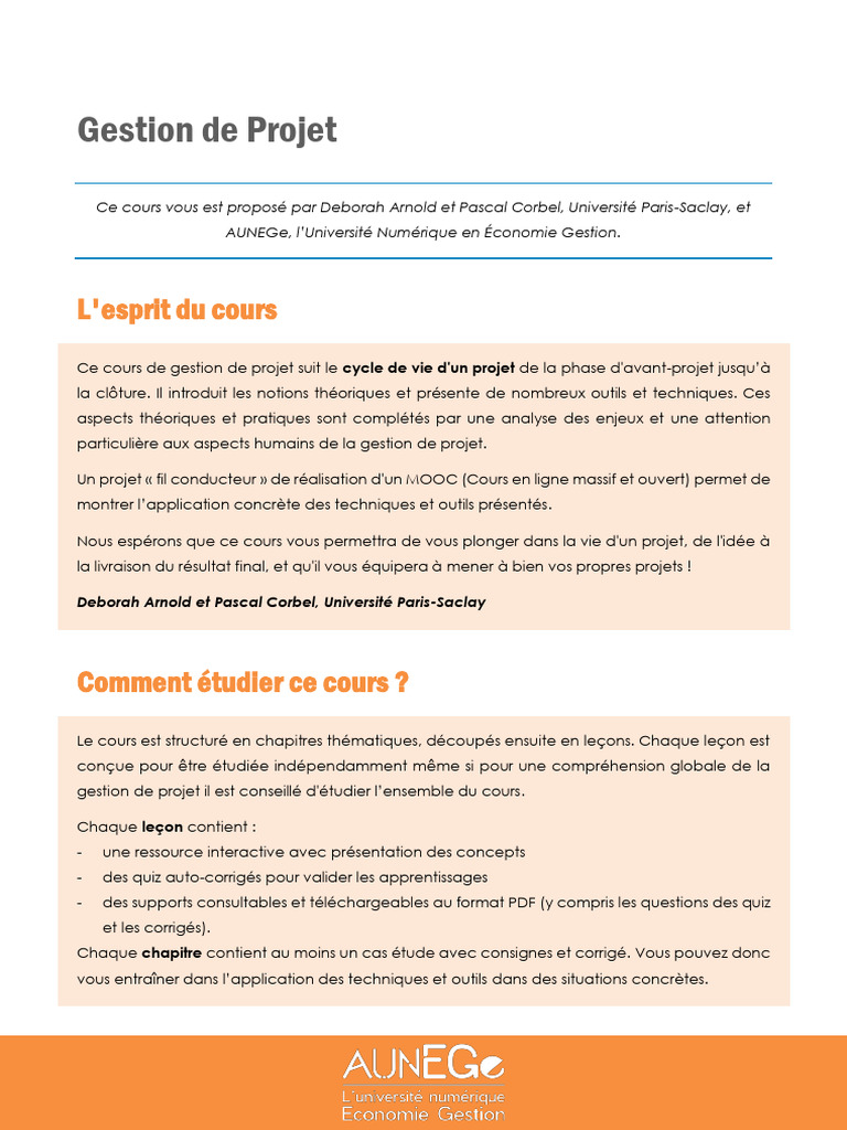 Cours Complet de Gestion de Projet | PDF | Gestion de projet ...