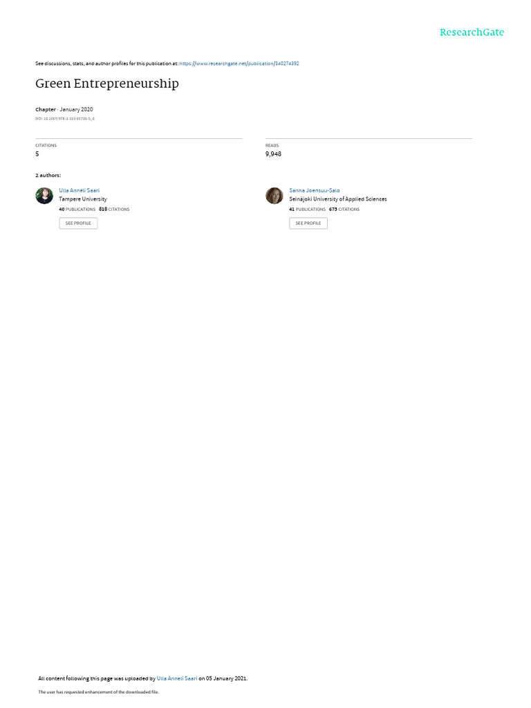 Green Entrepreneurship Download Free Pdf Entrepreneurship