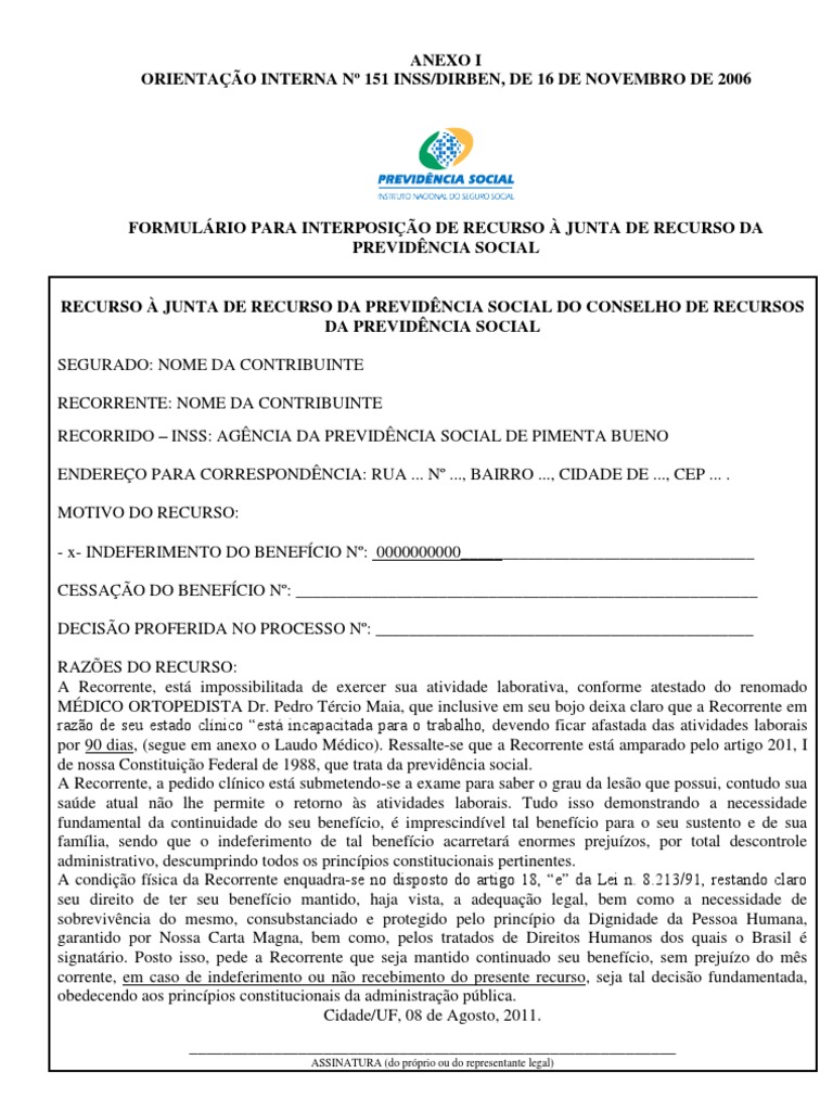 RECURSO INSS - Administrativo