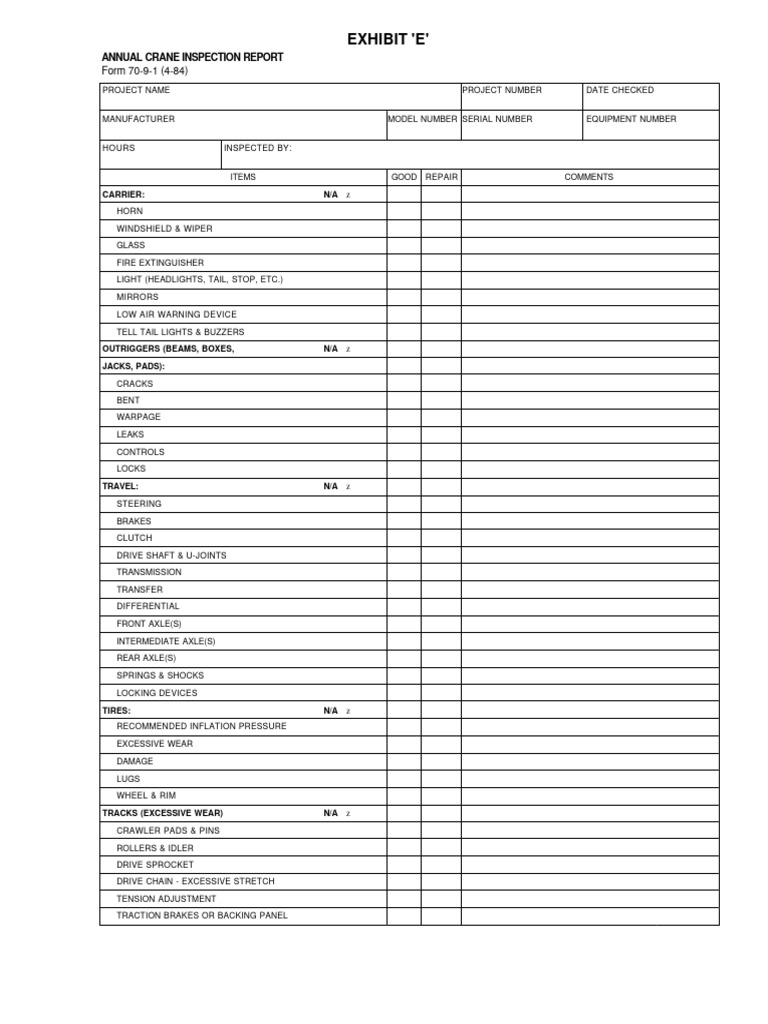 Annual Crane Inspection Report | PDF | Vehicles | Machines