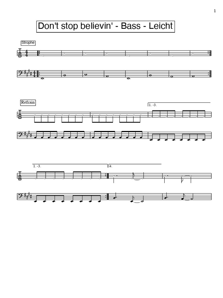 Don't Stop Believin' Bass Tab | PDF