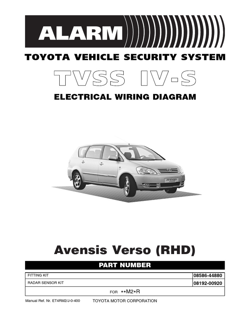 Toyota Avensis Verso 2001 TVSS IV-S RHD Electrical Wiring Diagram