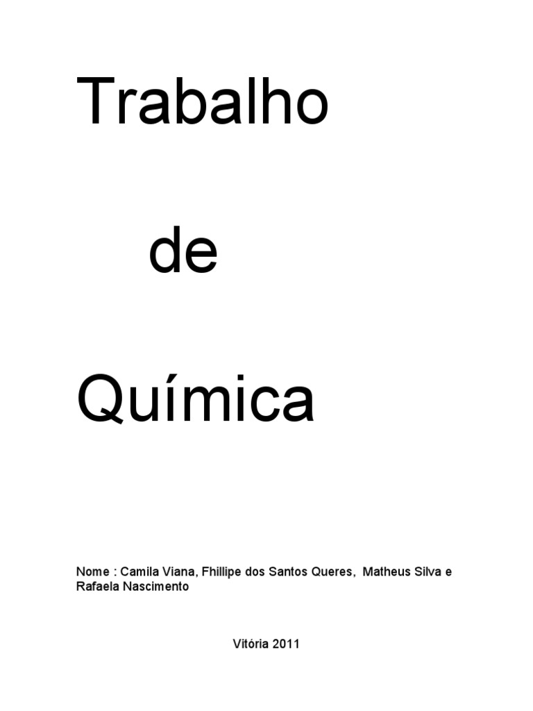 Capa Para Trabalho De Quimica Ensino Medio