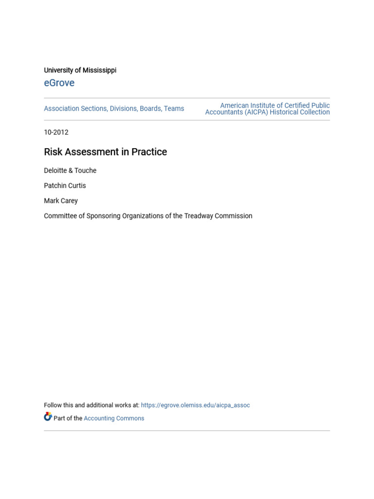 Risk Assessment in Practice (2012) - COSO | PDF