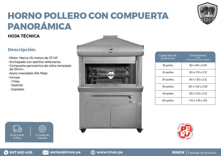 Horno Pollero de 6 Pollos Rinox | PDF