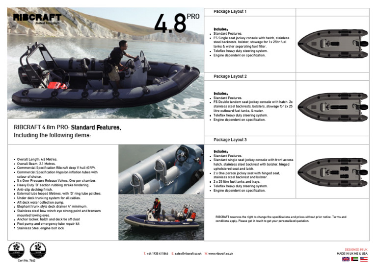 RIBCRAFT 4.8m Pro Features Overview | PDF | Manufactured Goods | Vehicles