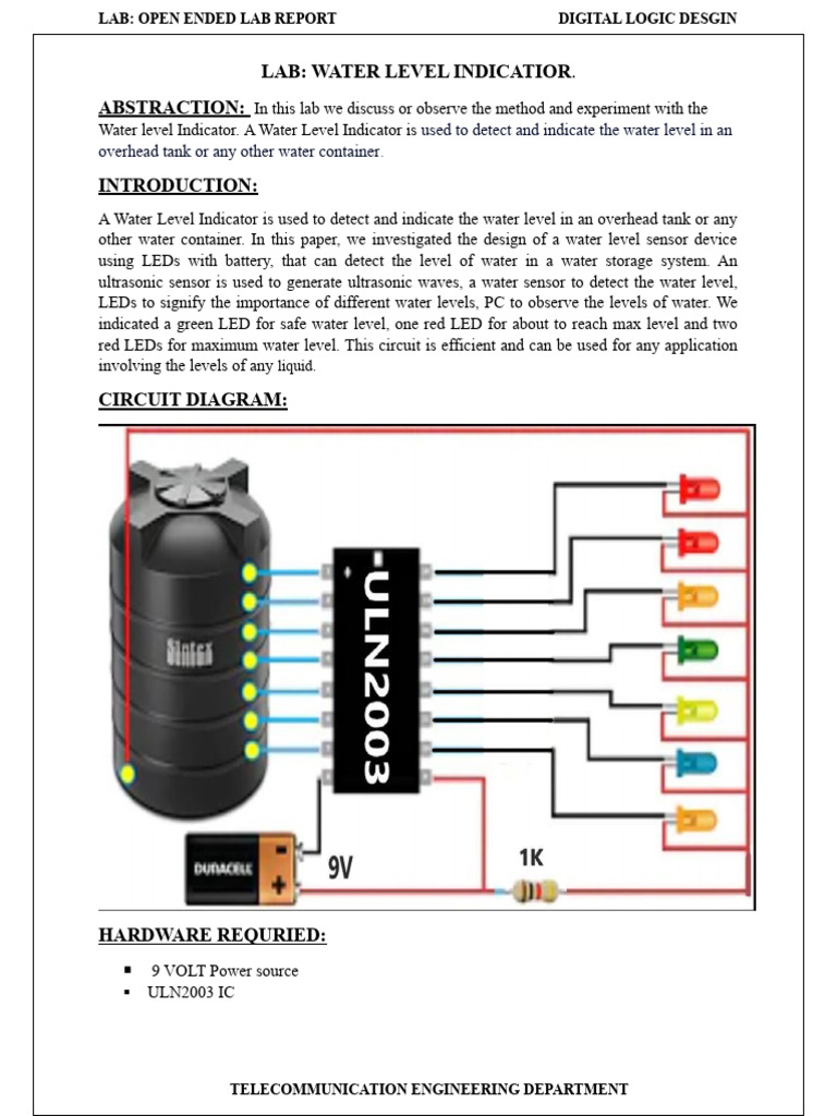 Water Tank Indicator DLD Open Ended PDF Electronic Circuits Light