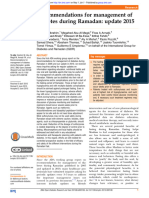 Recommendations For Management of Diabetes During Ramadhan (Update 2015)