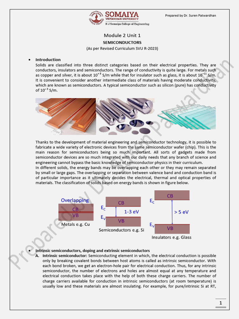 Semiconductors Notes Pdf Semiconductors Doping Semiconductor