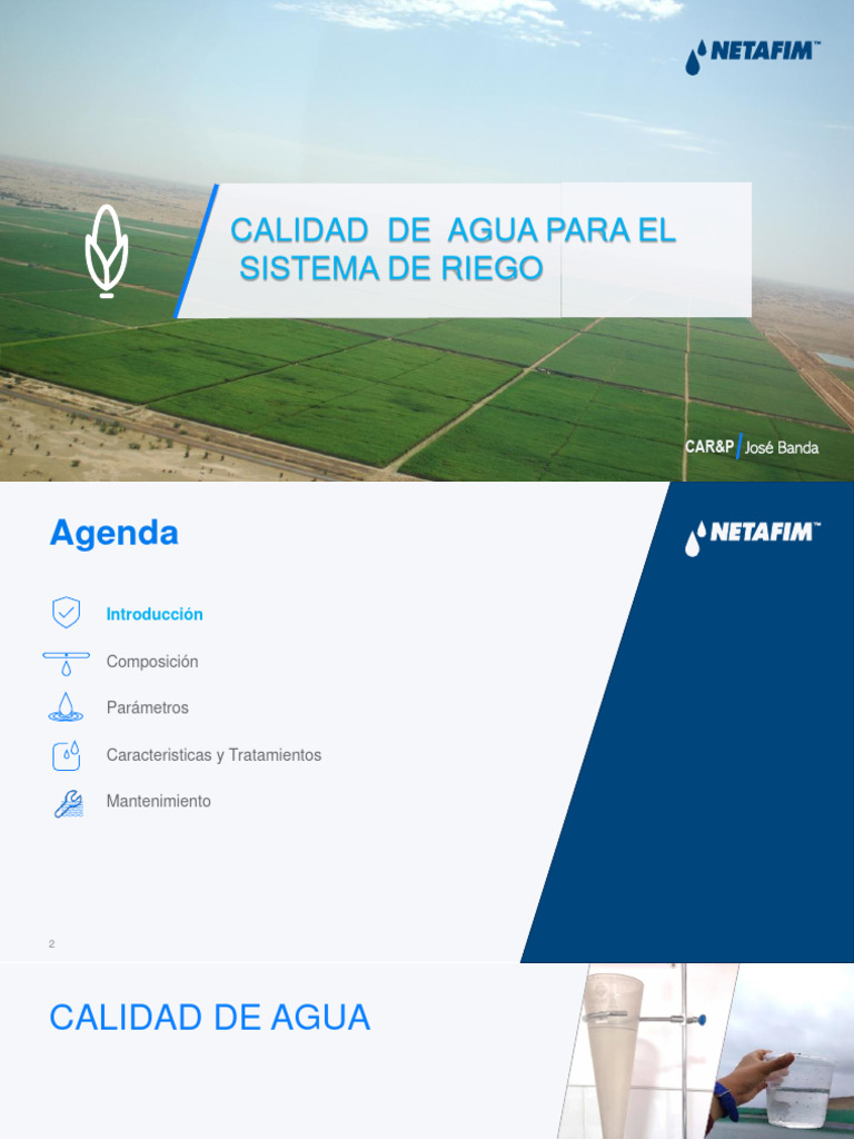 Calidad del Agua en Sistemas de Riego | PDF | Agua | Peróxido de hidrógeno