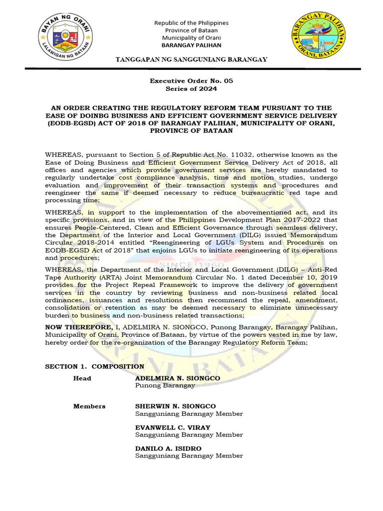 Regulatory Reform Team | PDF