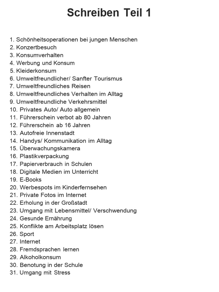 B2..Schreiben Teil (1+2) ..Sprechen Teil 1 | PDF