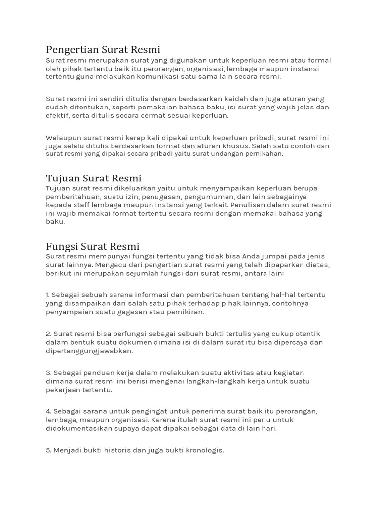 Pengertian dan Ciri Surat Resmi | PDF | Karier & Perkembangan