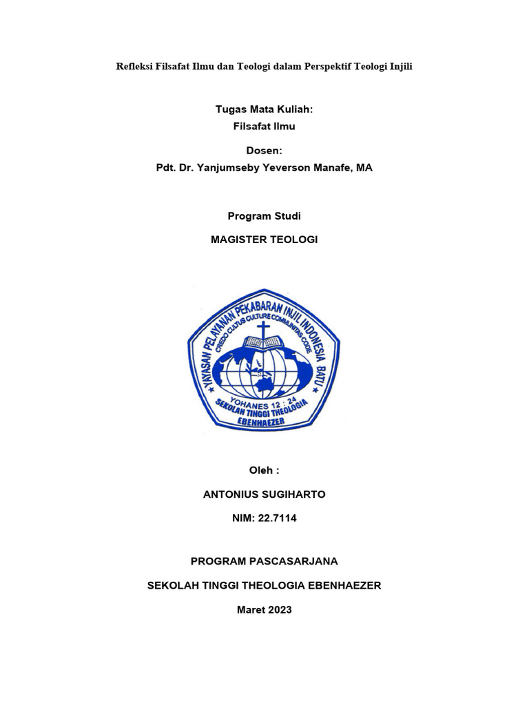 Filsafat dan Teologi dalam Perspektif Injili | PDF