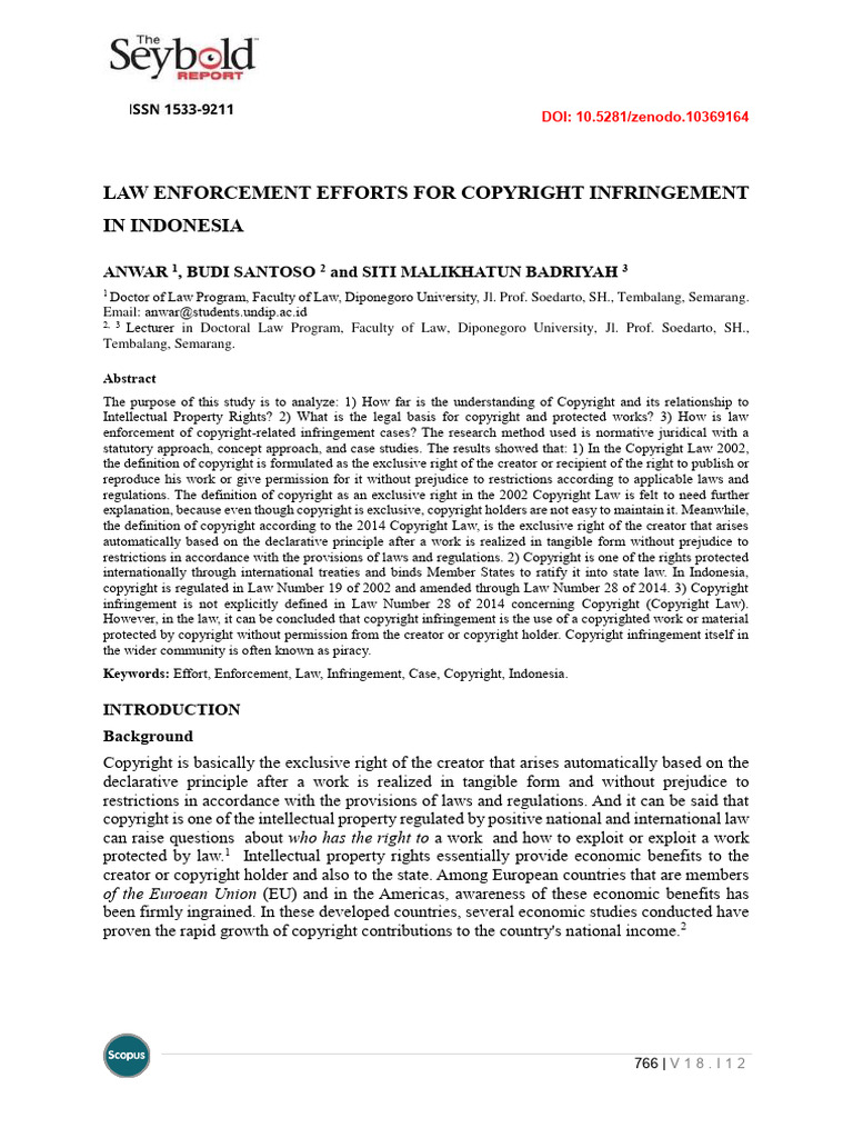 Indonesia Copyright Law Enforcement | PDF | Copyright | Copyright ...