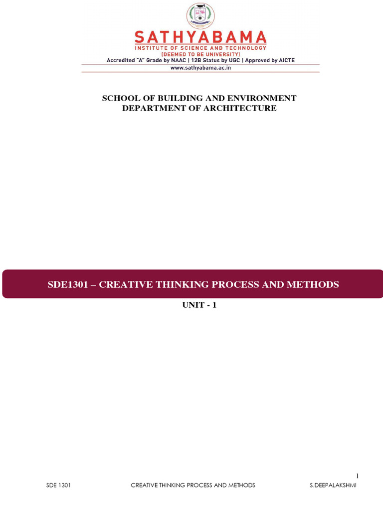 Creative Thinking in Design Methods | PDF | Design | Sustainable Design