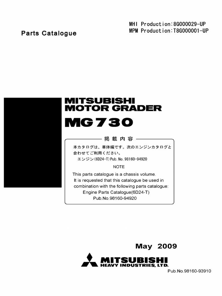 Parts Manual Mitsubishi MG730 98160 93910 | PDF | Axle | Transportation ...