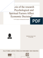 Analysis of The Research "Do Psychological and Spiritual Factors Affect Economic Decision"