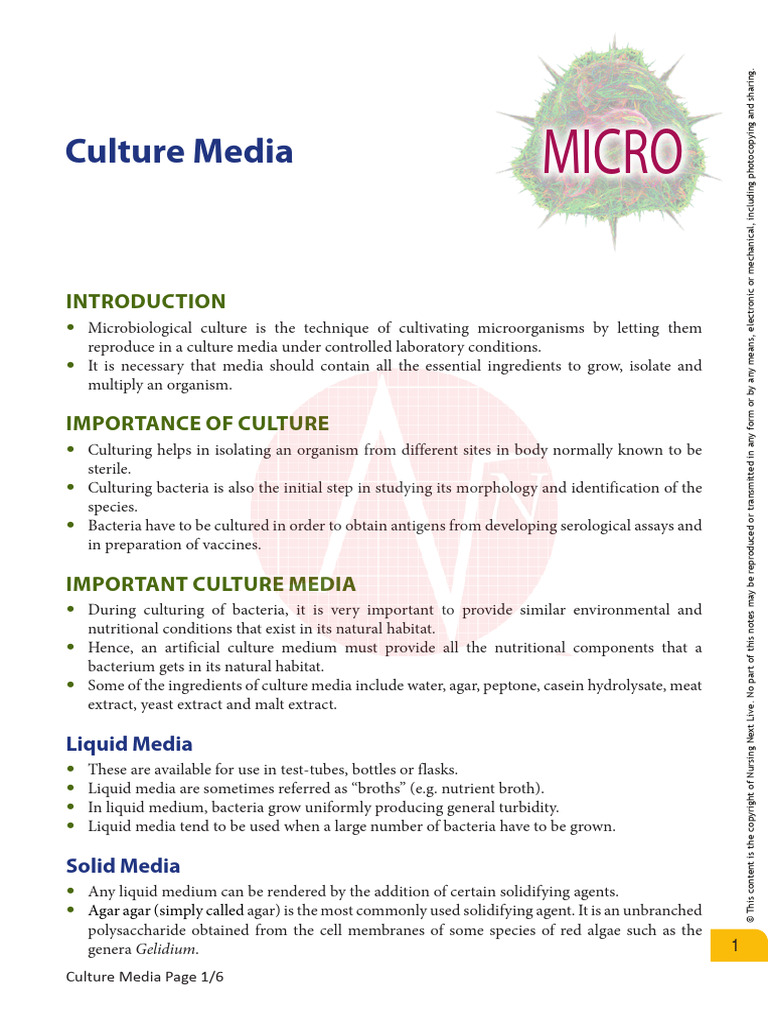 MICRO-. Culture Media | PDF