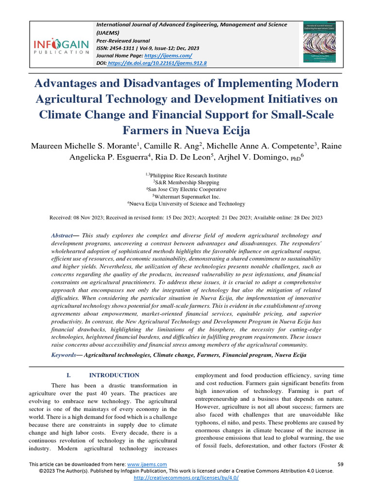 Advantages and Disadvantages of Implementing Modern Agricultural