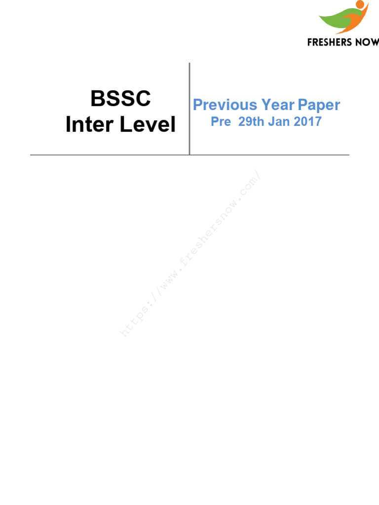 BSSC Inter Level Previous Year Papers | PDF