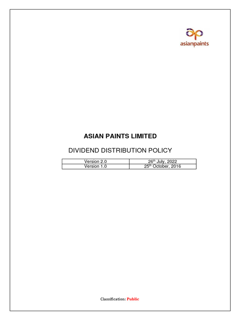 Asian Paints Dividend Policy Overview | PDF | Finance & Money Management